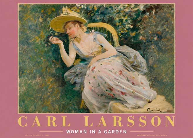 Carl Larsson Woman in a Garden No2 - Juliste
