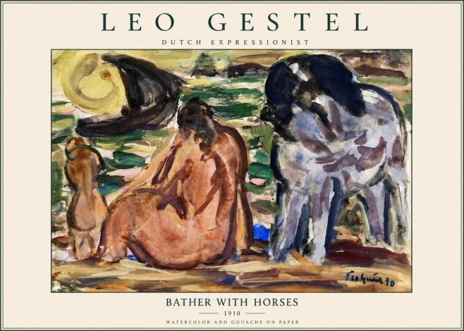 Leo Gestel Bather with Horses No3 - Juliste