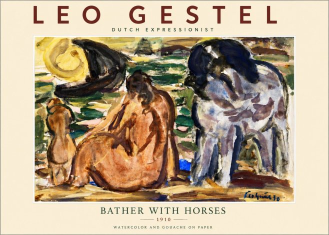 Leo Gestel Bather with Horses No5 - Juliste