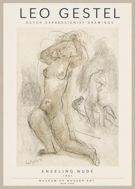Leo Gestel Kneeling Nude No3 - Juliste