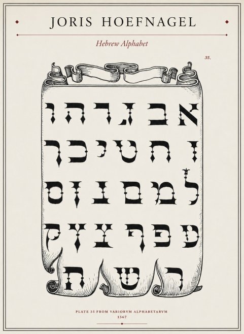 Joris Hoefnagel Hebrew Alphabet No1 - Juliste