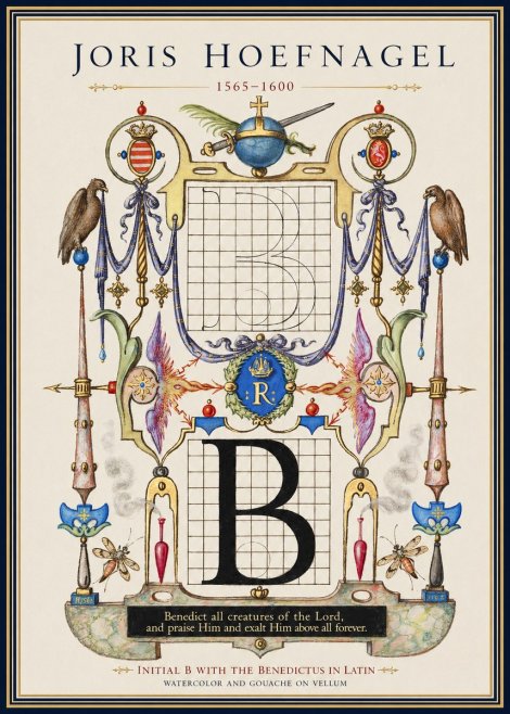 Joris Hoefnagel Initial B with the Benedictus in Latin No1 - Juliste