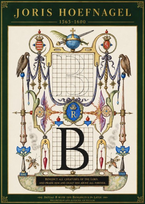 Joris Hoefnagel Initial B with the Benedictus in Latin No3 - Juliste