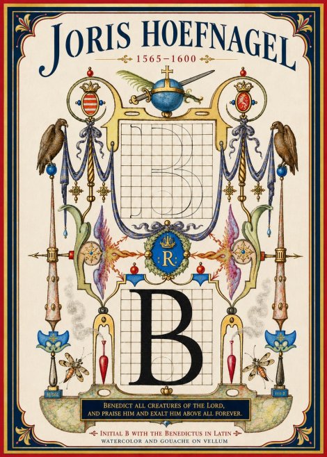 Joris Hoefnagel Initial B with the Benedictus in Latin No4 - Juliste