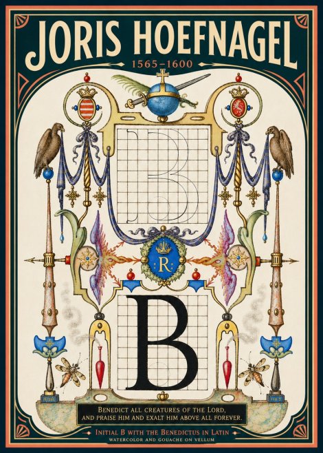 Joris Hoefnagel Initial B with the Benedictus in Latin No6 - Juliste
