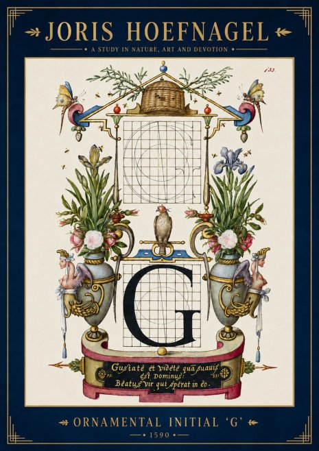 Joris Hoefnagel Ornamental Initial 'G' No3 - Juliste
