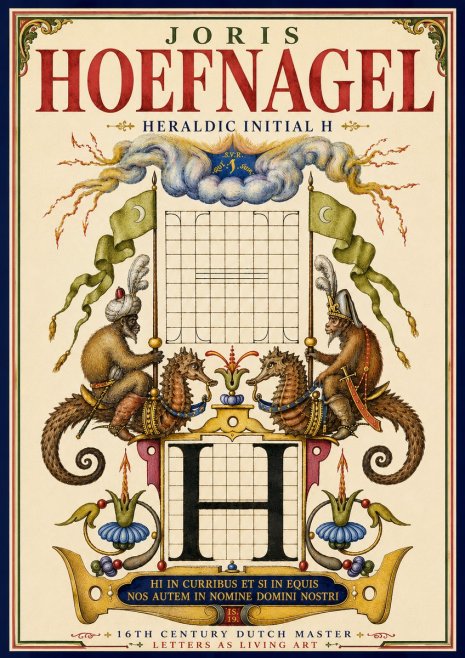 Joris Hoefnagel Heraldic Initial H No5 - Juliste