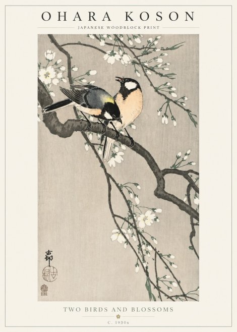 Ohara Koson Two Birds and Blossoms I No2 - Juliste