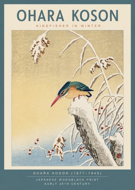 Ohara Koson Kingfisher in Winter I No2 - Juliste