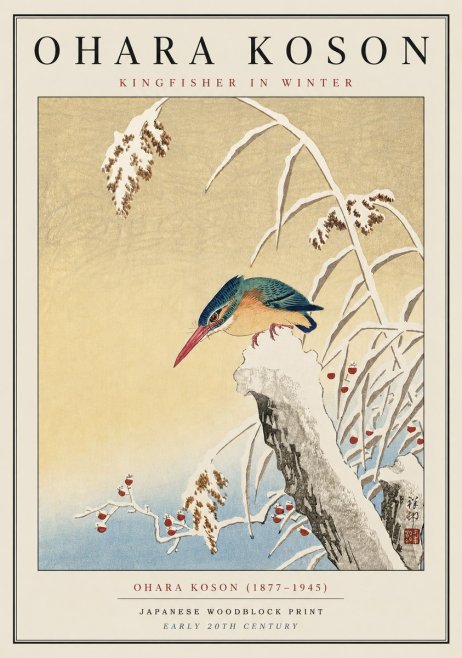 Ohara Koson Kingfisher in Winter I No5 - Juliste