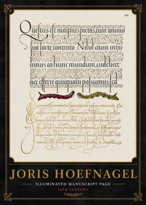 Joris Hoefnagel Illuminated Manuscript Page I No5 - Juliste