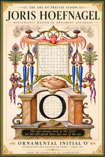Joris Hoefnagel Ornamental Initial 'O' No5 - Juliste