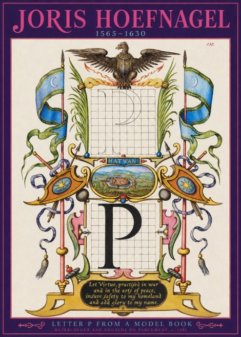 Joris Hoefnagel Letter P from a Model Book No2 - Juliste