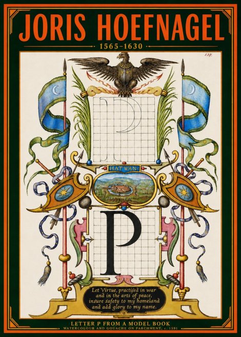 Joris Hoefnagel Letter P from a Model Book No4 - Juliste