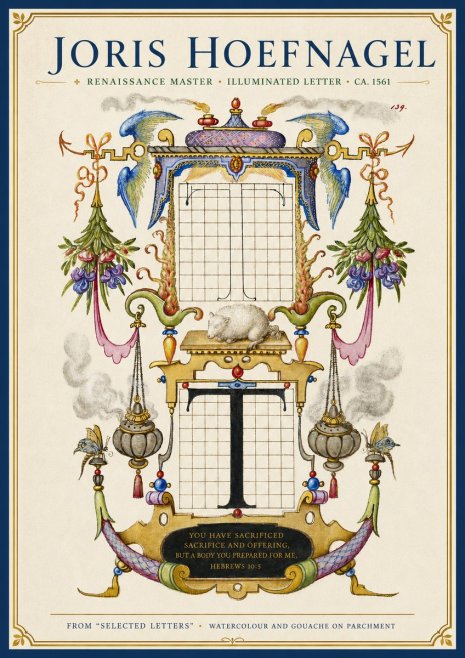 Joris Hoefnagel Letter T with Biblical Verse No4 - Juliste