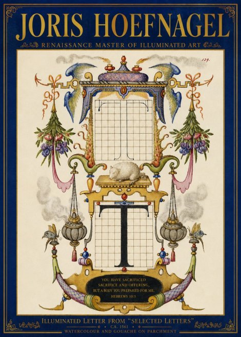 Joris Hoefnagel Letter T with Biblical Verse No5 - Juliste