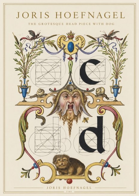 Joris Hoefnagel The Grotesque Head Piece with Dog No1 - Juliste