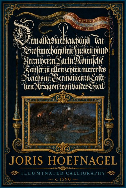 Joris Hoefnagel Illuminated Calligraphy No5 - Juliste