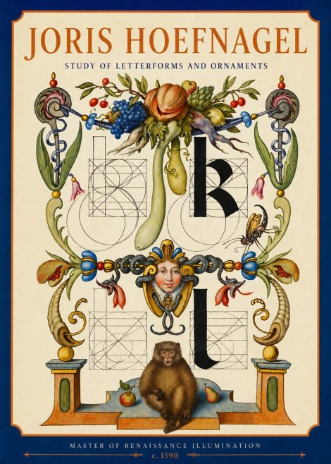 Joris Hoefnagel Study of Letterforms and Ornaments No2 - Juliste
