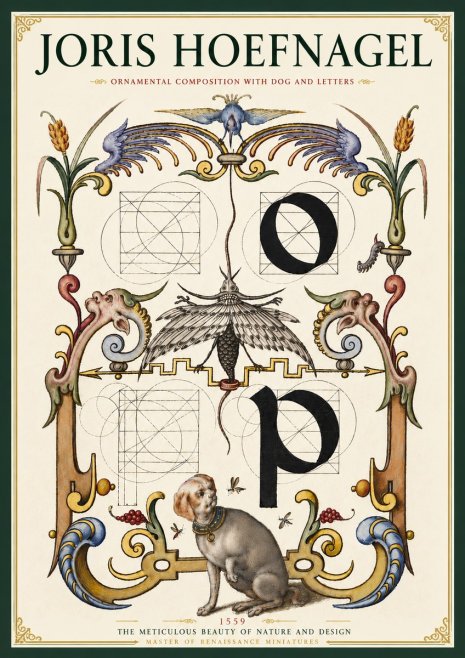 Joris Hoefnagel Ornamental Composition with Dog and Letters No4 - Juliste