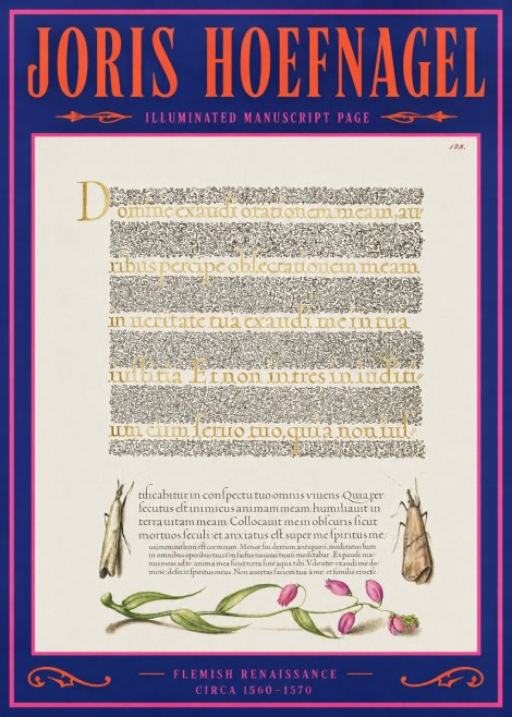 Joris Hoefnagel Illuminated Manuscript Page II No2 - Juliste