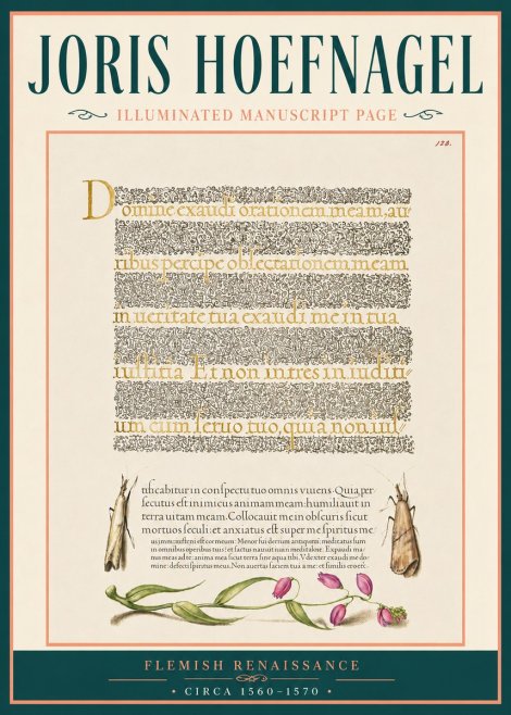 Joris Hoefnagel Illuminated Manuscript Page II No5 - Juliste