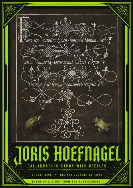 Joris Hoefnagel Calligraphic Study with Beetles No4 - Juliste