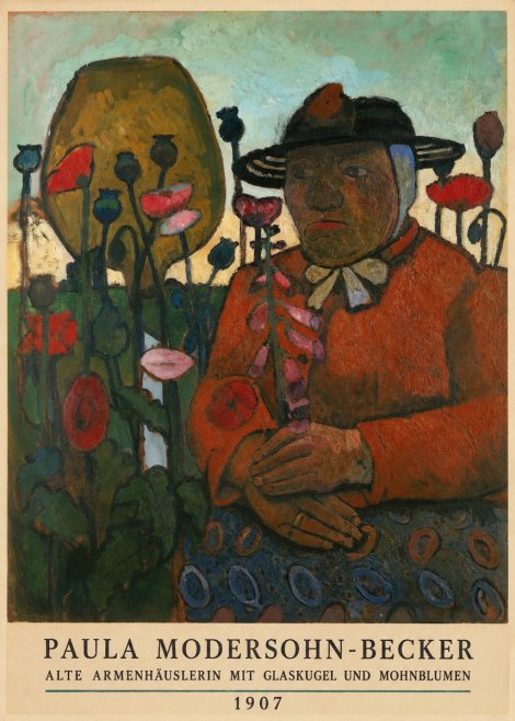Paula Modersohn-Becker Alte Armenhäuslerin Mit Glaskugel Und Mohnblumen No5 - Juliste