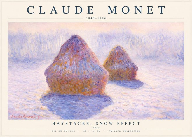 Monet Haystacks, Snow Effect No1 - Juliste