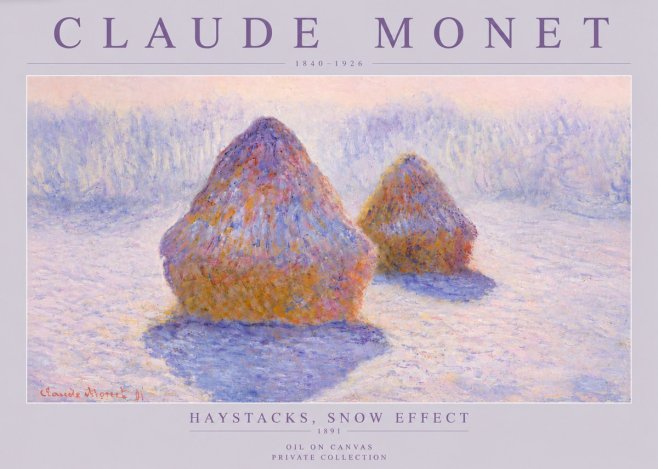 Monet Haystacks, Snow Effect No4 - Juliste