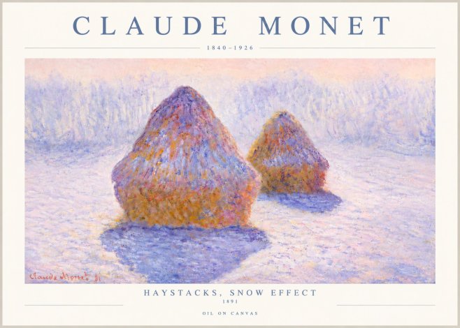 Monet Haystacks, Snow Effect No5 - Juliste
