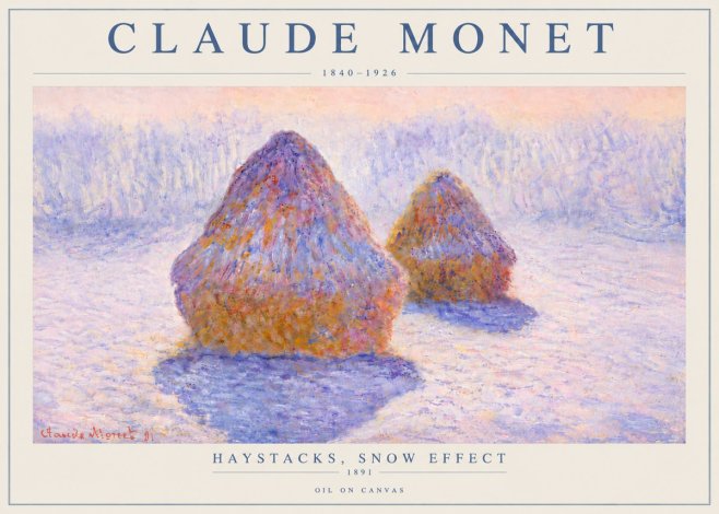 Monet Haystacks, Snow Effect No6 - Juliste