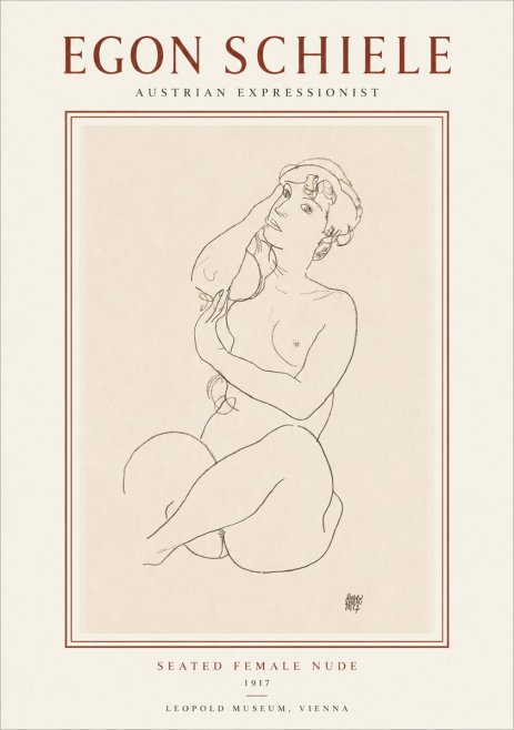 Schiele Seated Female Nude No1 - Juliste