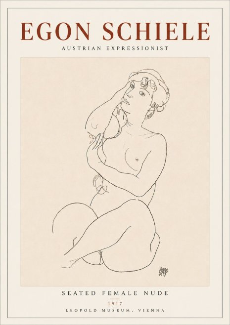 Schiele Seated Female Nude No4 - Juliste