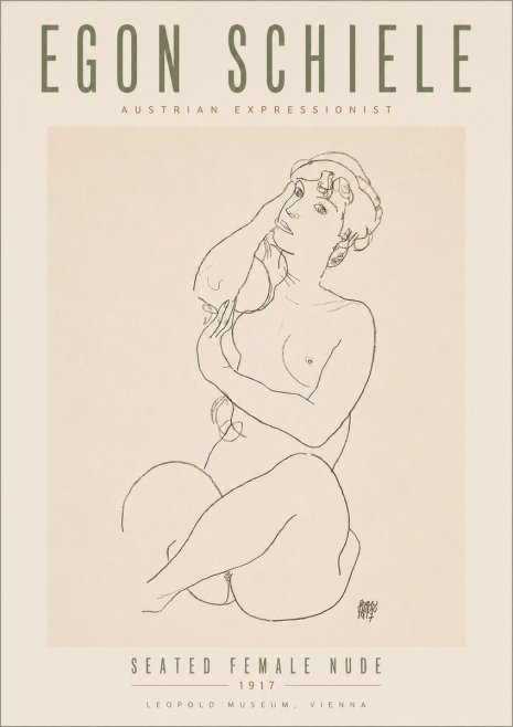 Schiele Seated Female Nude No5 - Juliste