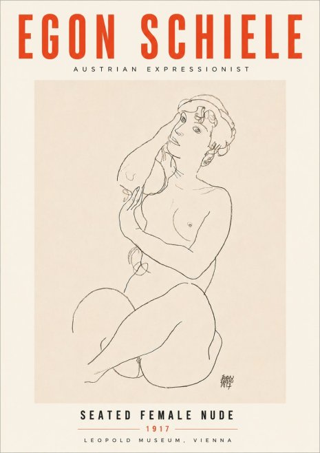 Schiele Seated Female Nude No6 - Juliste