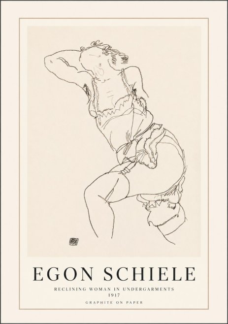 Schiele Reclining Woman in Undergarments No1 - Juliste