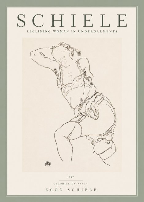 Schiele Reclining Woman in Undergarments No2 - Juliste