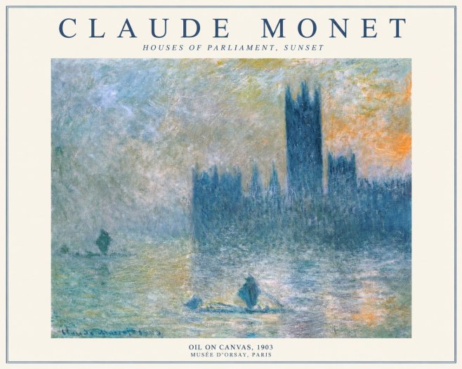Monet Houses of Parliament, Sunset No1 - Juliste