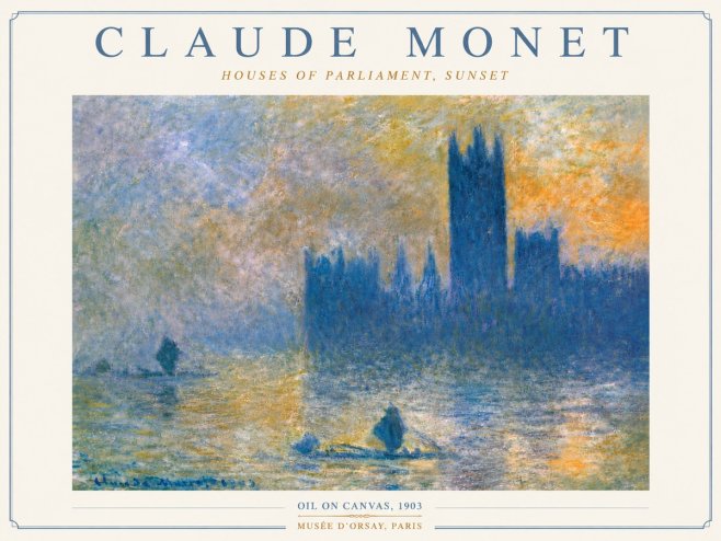 Monet Houses of Parliament, Sunset No5 - Juliste