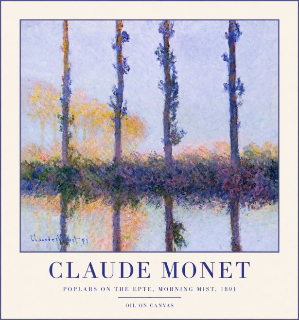 Monet Poplars on the Epte, Morning Mist, 1891 No3 - Juliste