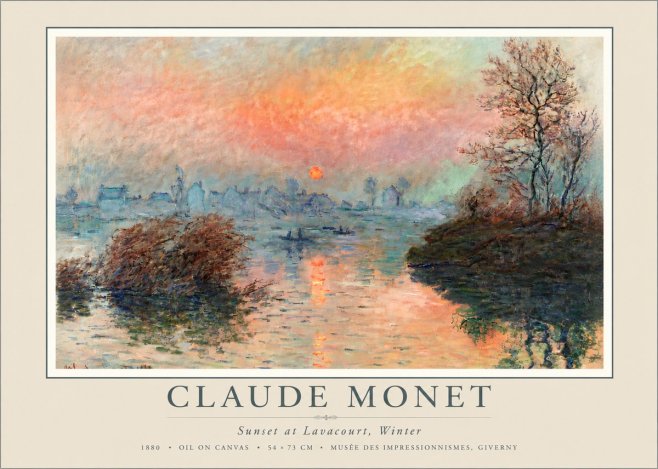 Monet Sunset at Lavacourt, Winter No5 - Juliste