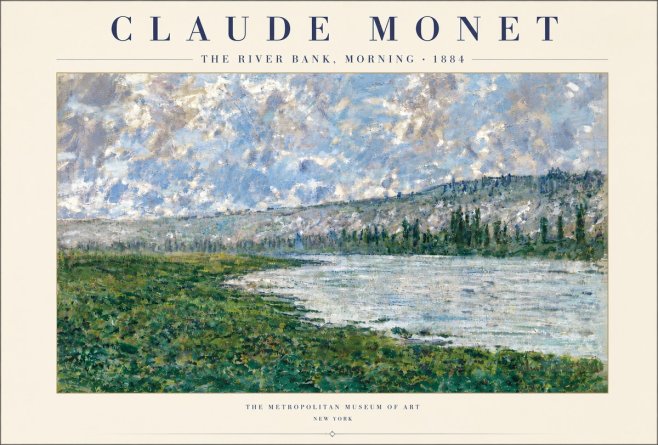 Monet The River Bank, Morning No4 - Juliste