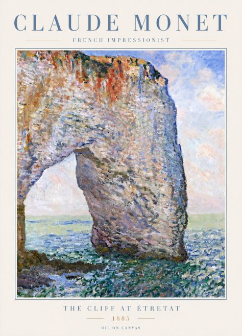 Monet The Cliff at Étretat No4 - Juliste