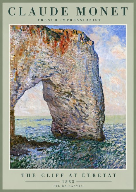Monet The Cliff at Étretat No5 - Juliste