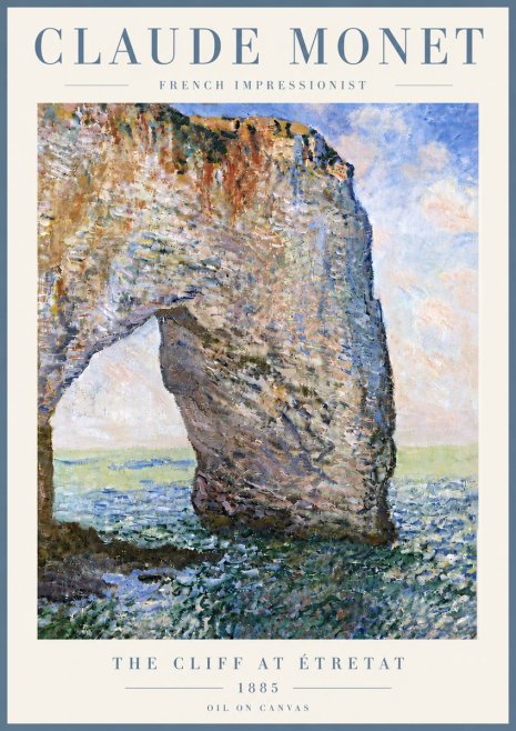 Monet The Cliff at Étretat No6 - Juliste
