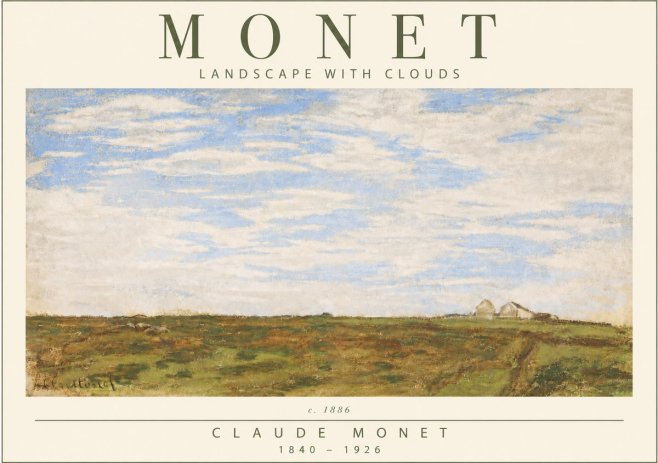 Monet Landscape with Clouds No4 - Juliste