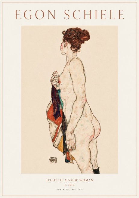 Schiele Study of a Nude Woman No1 - Juliste