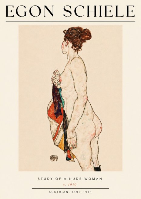 Schiele Study of a Nude Woman No4 - Juliste