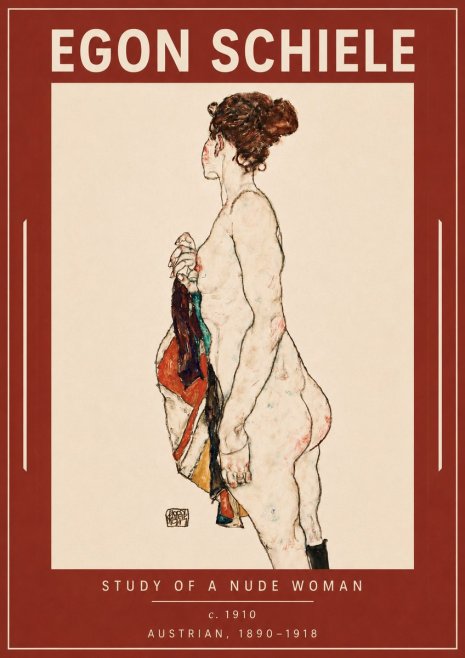 Schiele Study of a Nude Woman No5 - Juliste